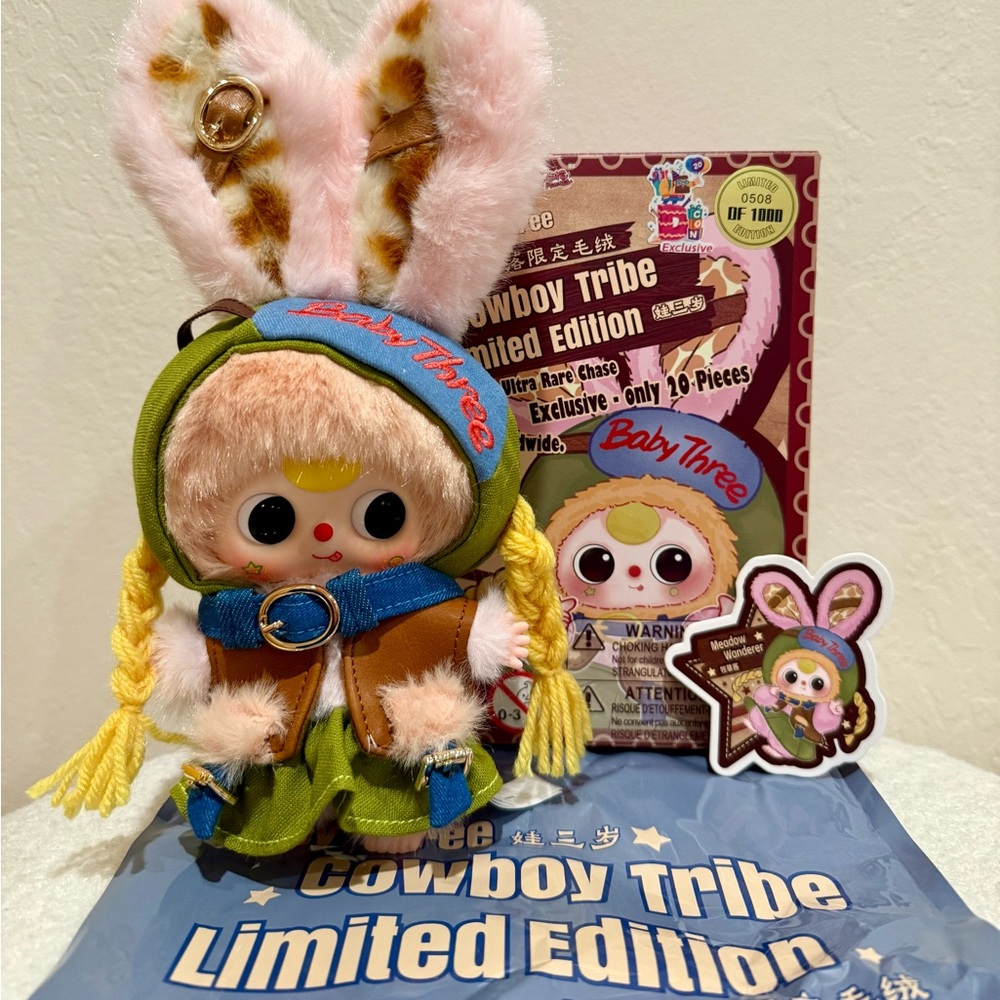 Baby Three Limited Edition Cowboy Tribe Plush Pendant No. 508 of 1000